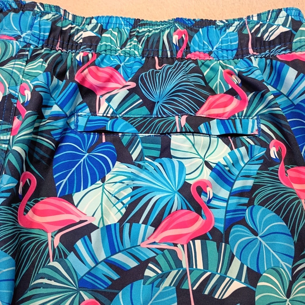 Member's Mark Men's Resort Swim Trunk Size XL Flamingo‎ Tropical Palm Leafs - Picture 5 of 12